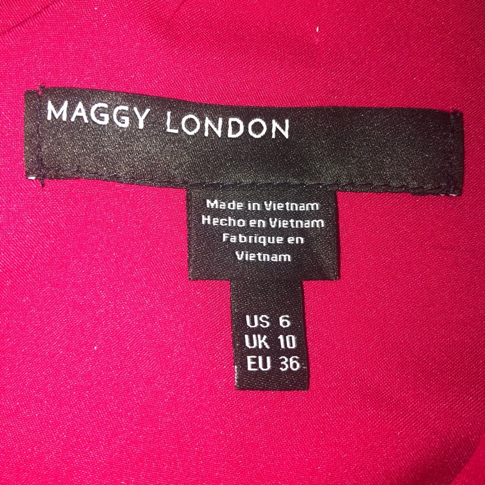 MAGGY LONDON Raspberry One Shoulder Ruffle Sheath - Picture 3 of 3